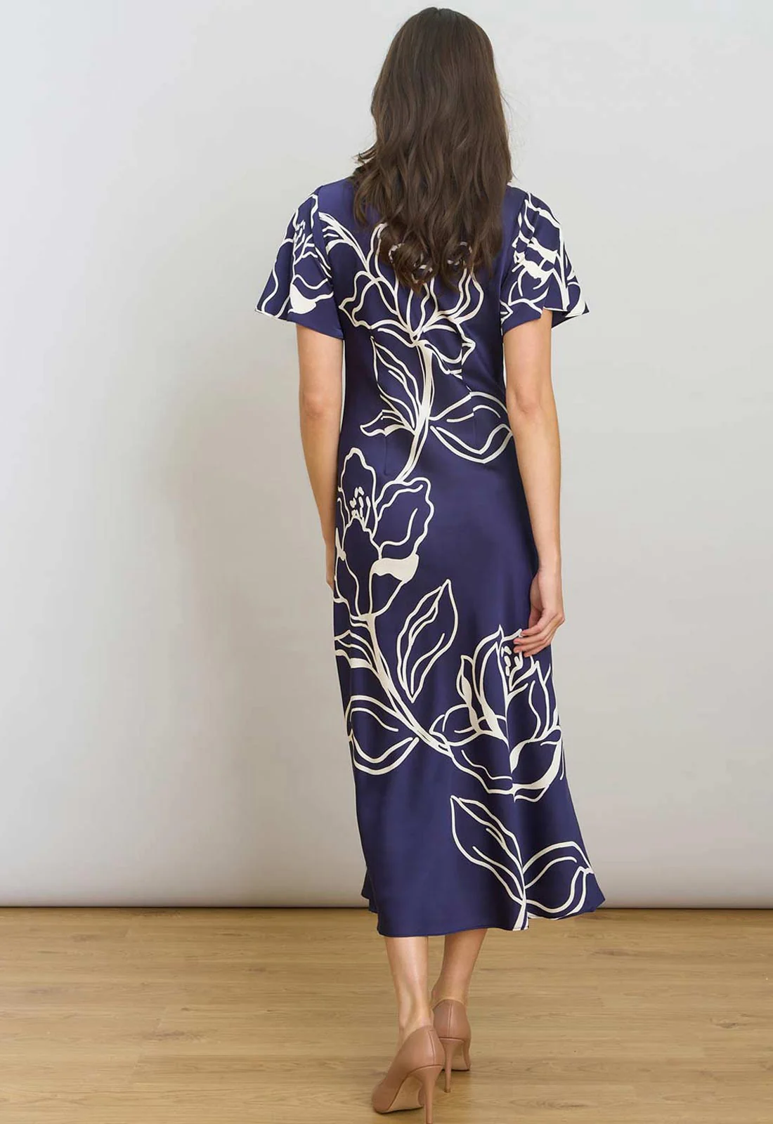 Gina Bacconi NAVY Meg Short Sleeve Print Midi Dress - Image 2