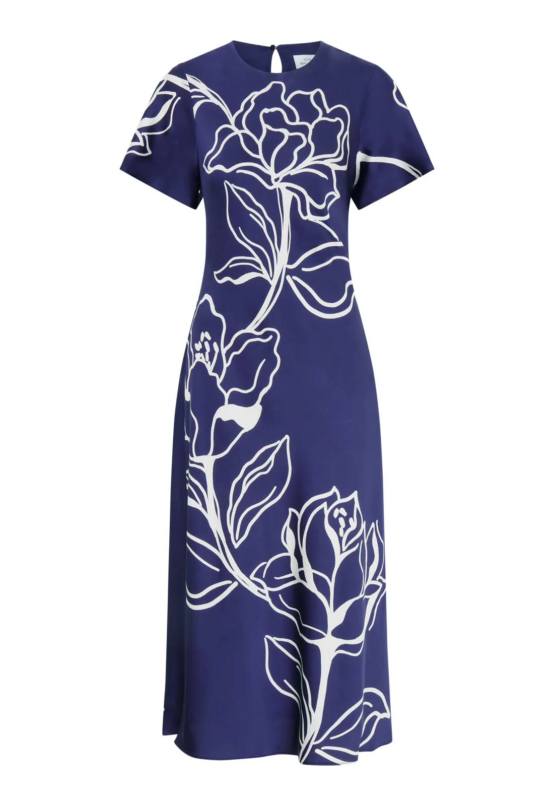 Gina Bacconi NAVY Meg Short Sleeve Print Midi Dress - Image 4