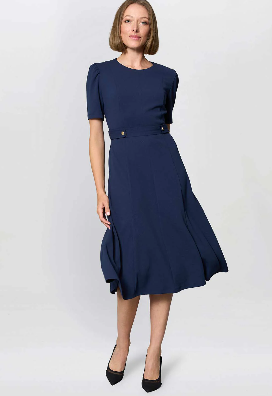 Gina Bacconi NAVY Mel Printed Sleeveless Midi Dress - Image 3