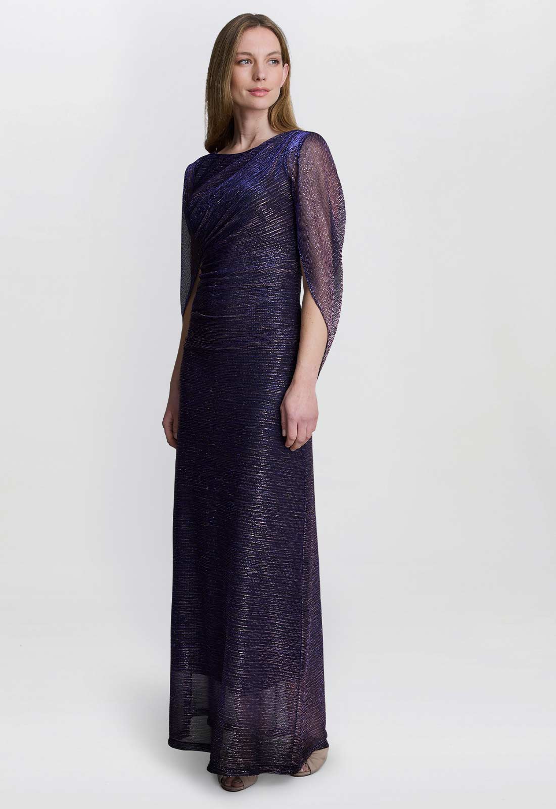 Gina Bacconi Navy Metallic Joanna  Maxi Dress - Image 3