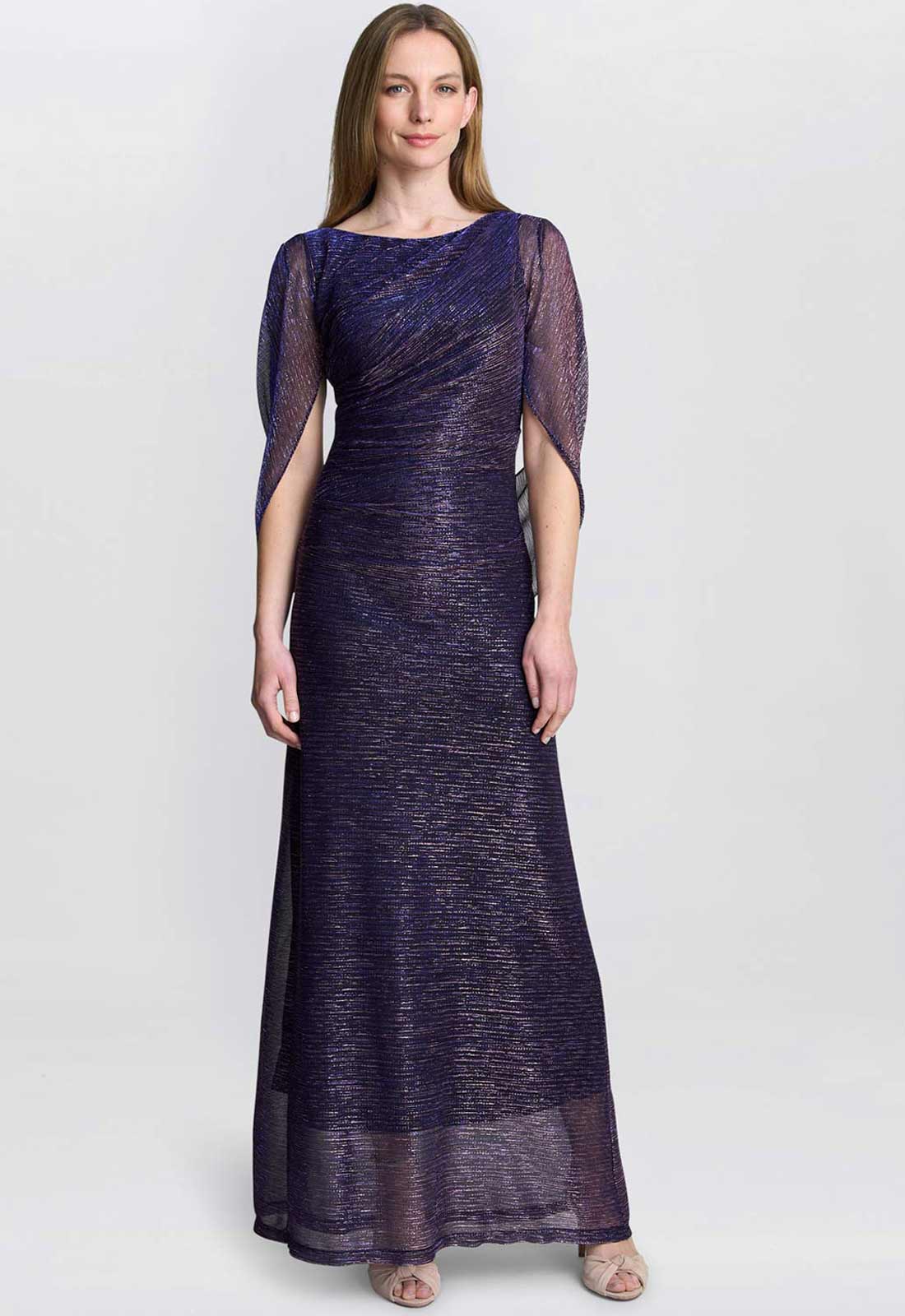 Gina Bacconi Navy Metallic Joanna  Maxi Dress - Image 4