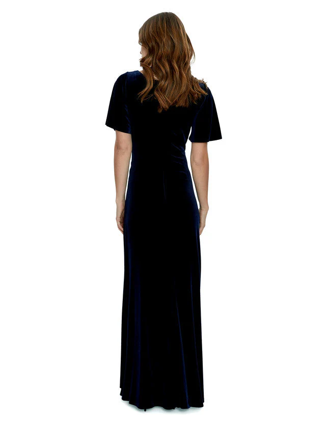Gina Bacconi Navy Minka Velvet Maxi Dress With Cowl Neck - Image 4