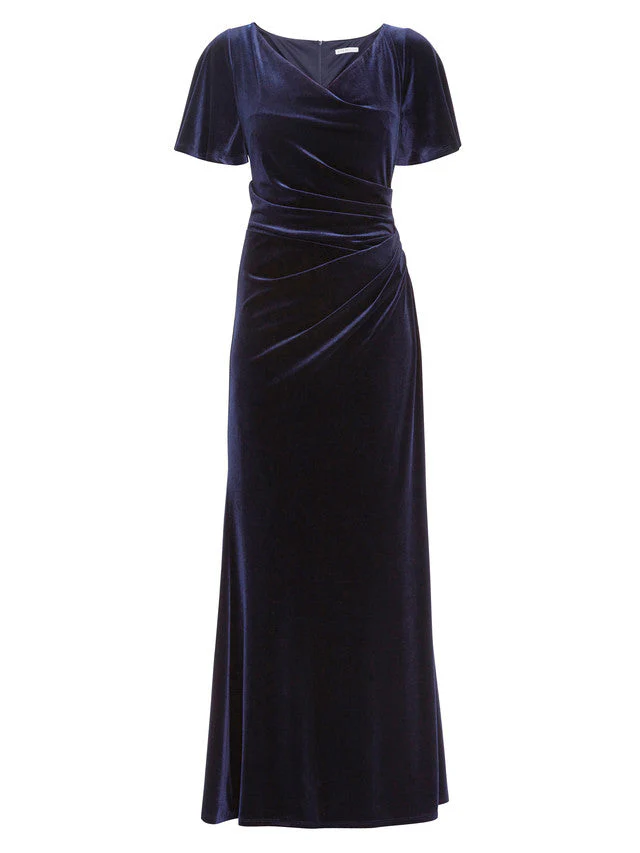 Gina Bacconi Navy Minka Velvet Maxi Dress With Cowl Neck - Image 5