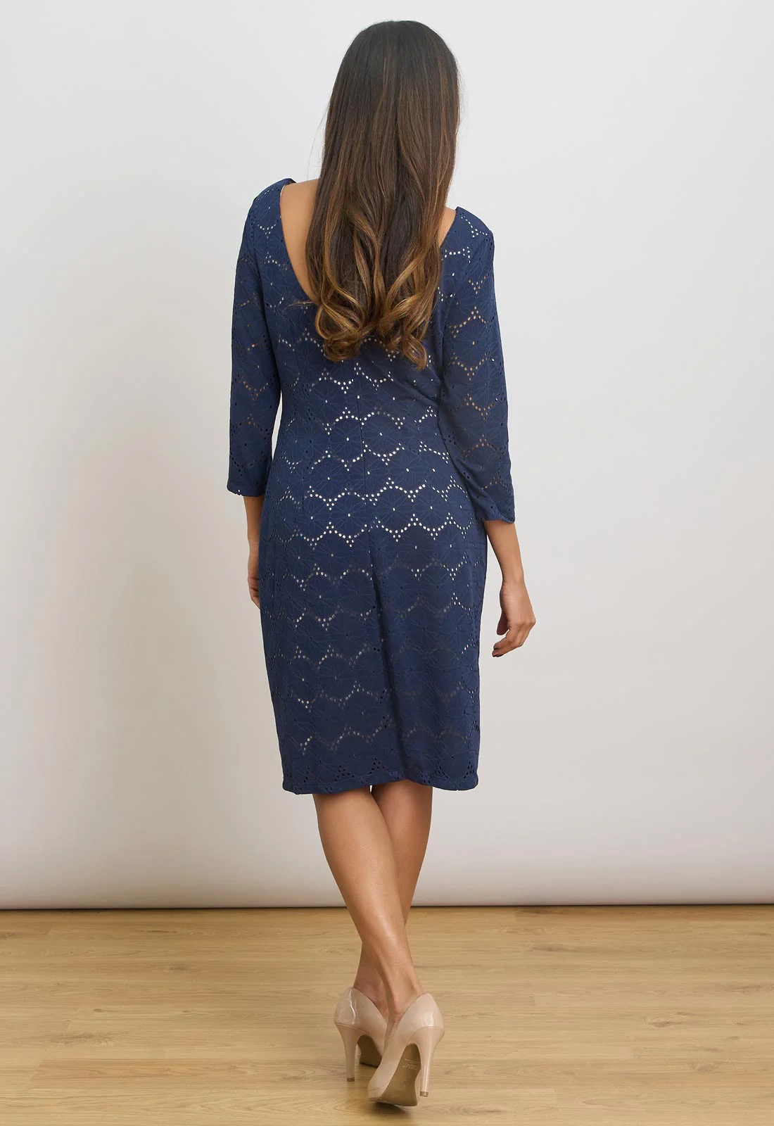 Gina Bacconi NAVY Mirabella Three-Quarter Sleeve Dress - Image 2