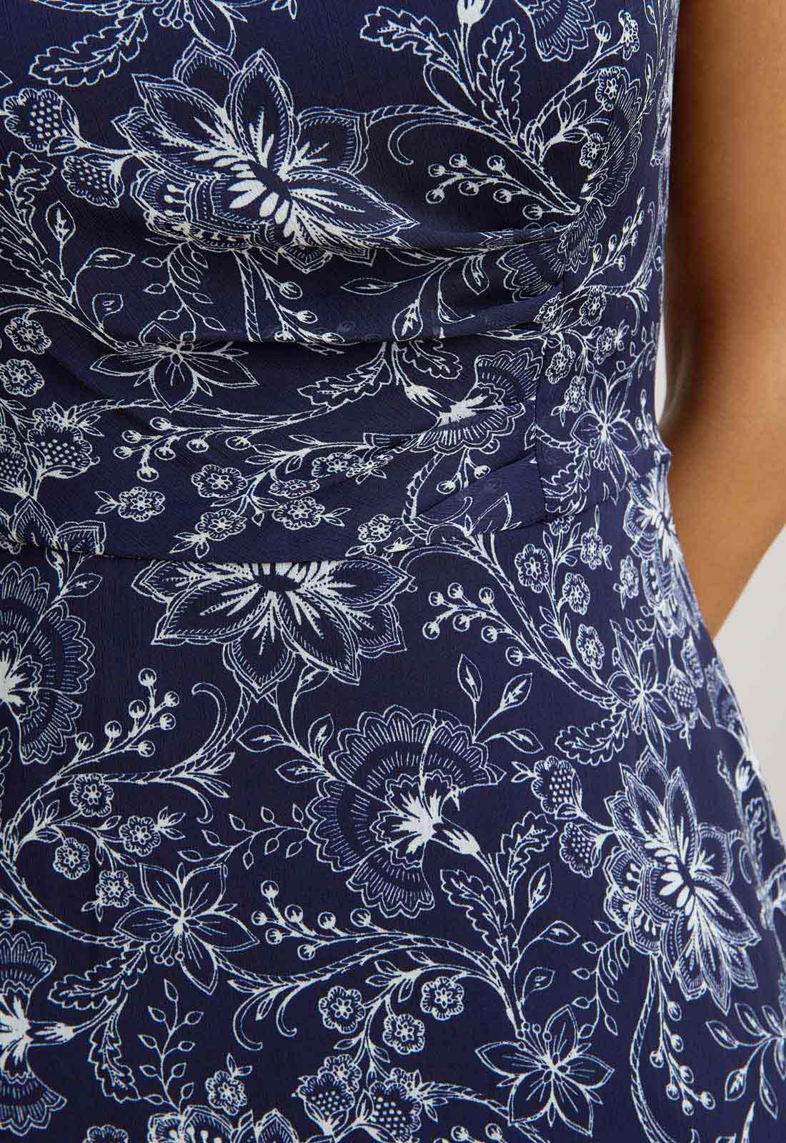 Gina Bacconi Navy Octavia Chiffon Floral Midi Dress - Image 3