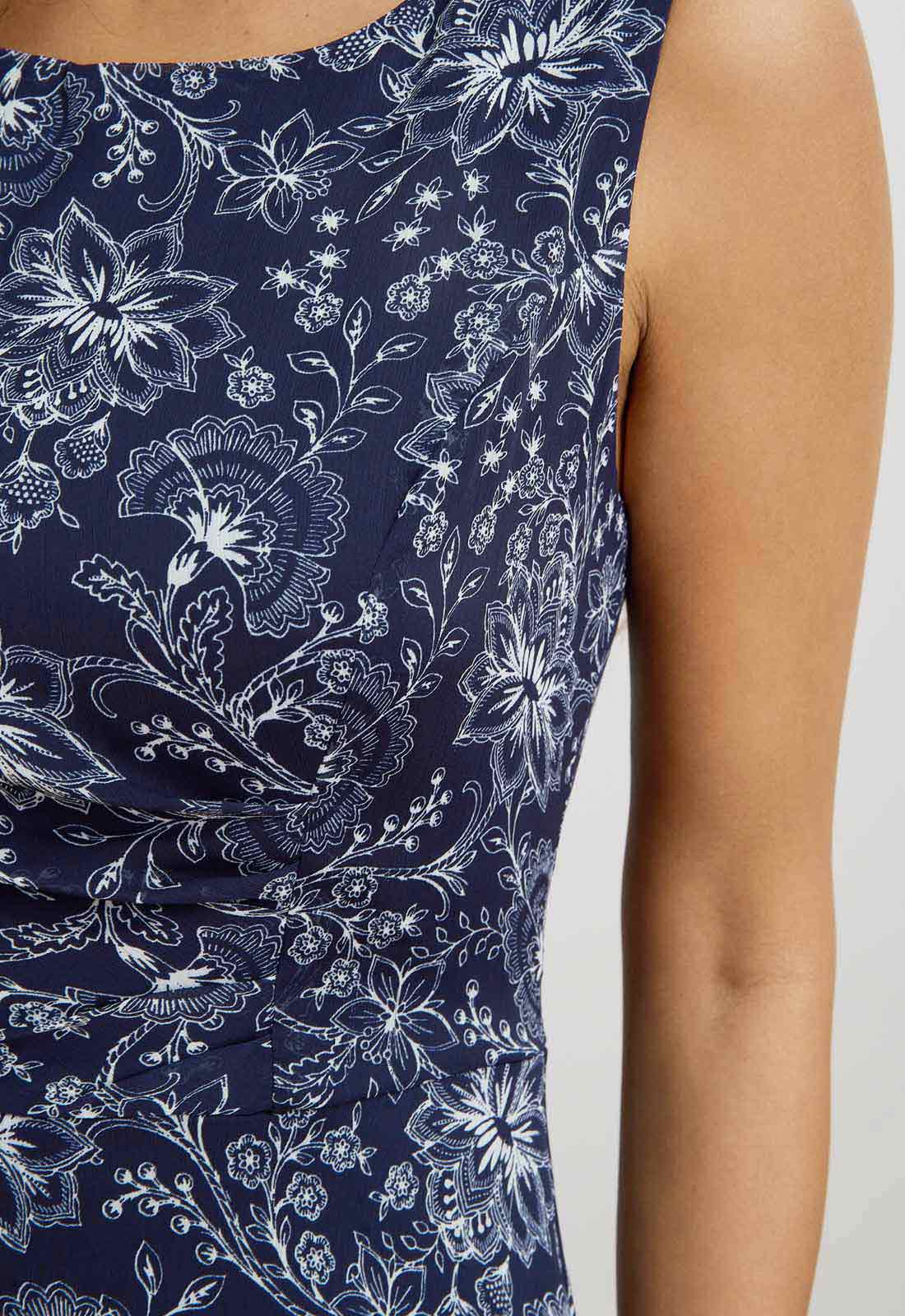 Gina Bacconi Navy Octavia Chiffon Floral Midi Dress - Image 4
