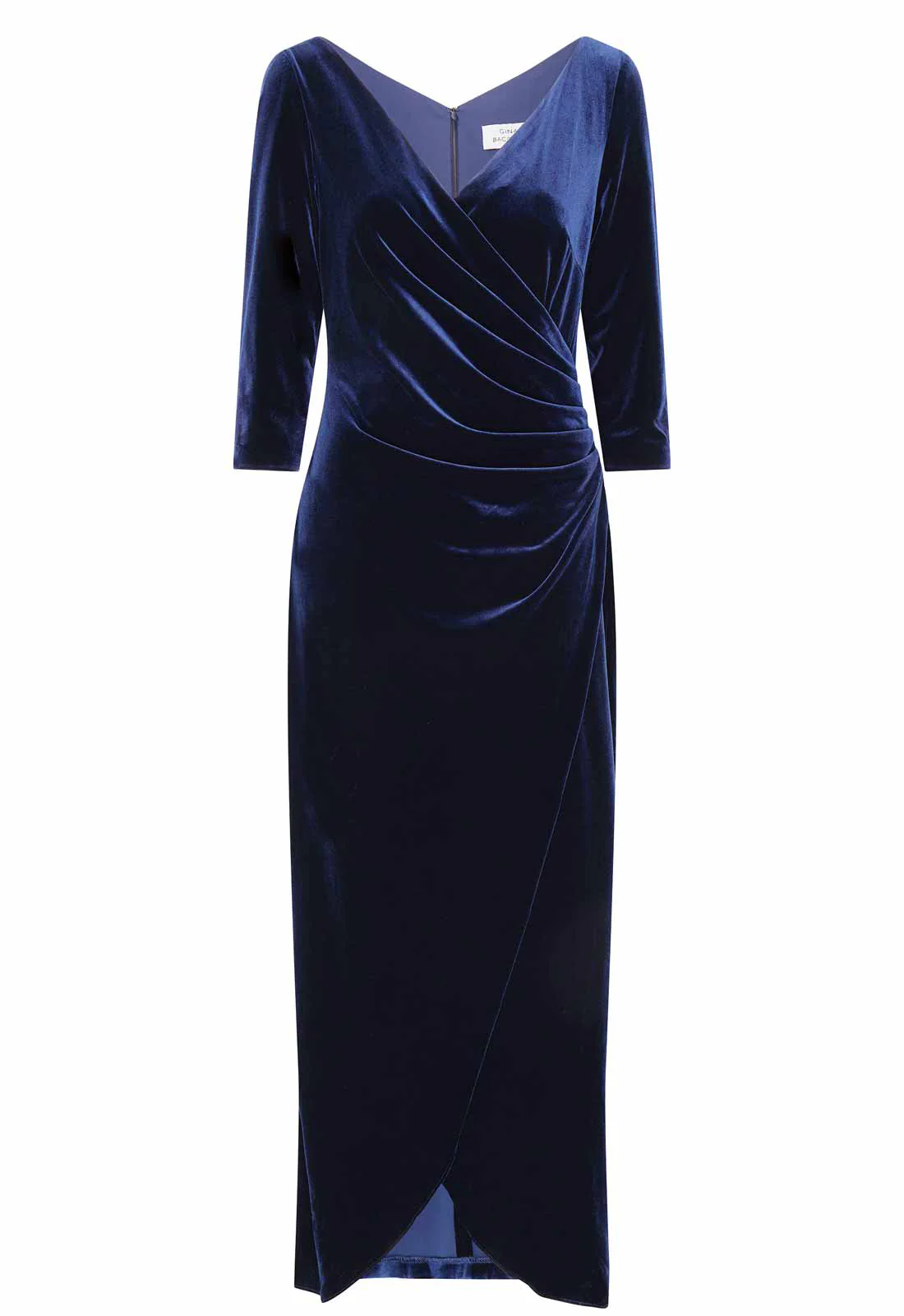 Gina Bacconi Navy Paris Velvet Maxi Dress With 3/4 Sleeve - Image 3