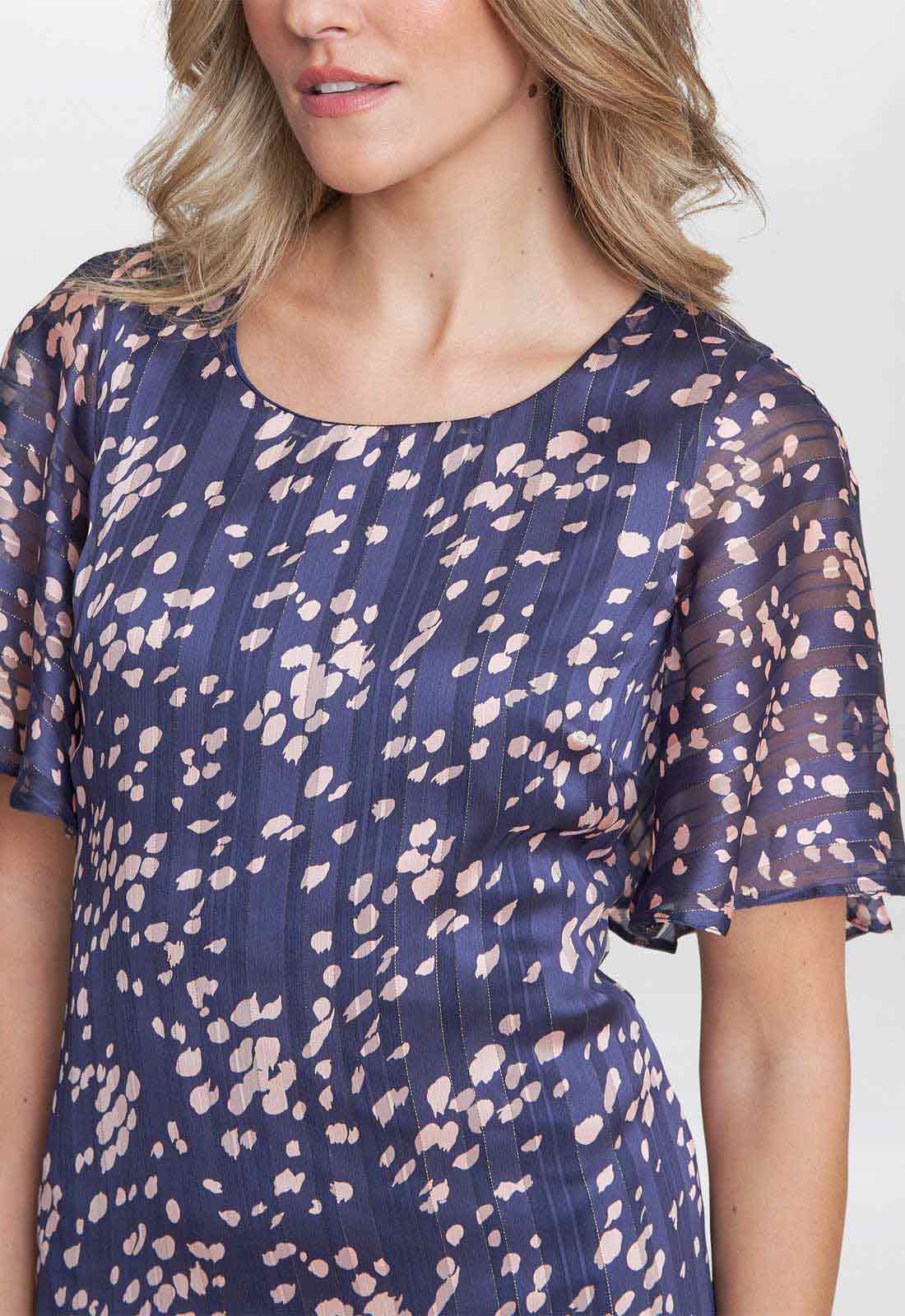 Gina Bacconi Navy Pink Annette Chiffon Dress - Image 5