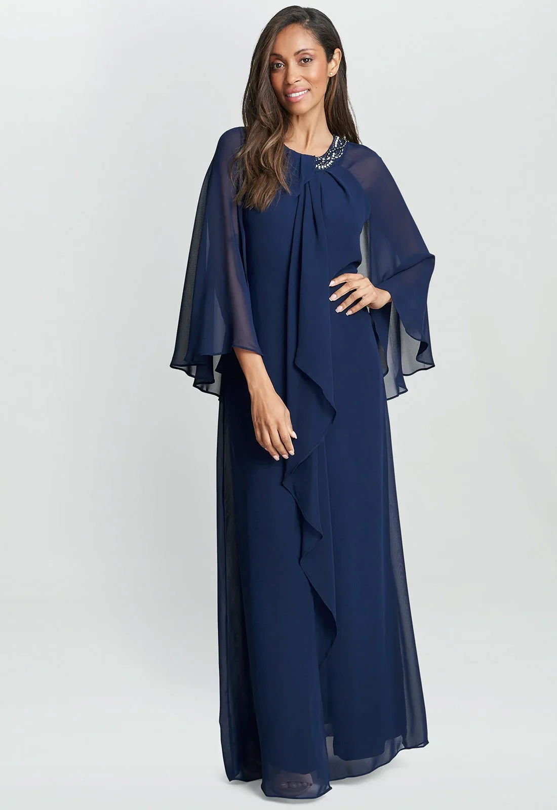 Gina Bacconi Navy Polly Maxi Dress - Image 4