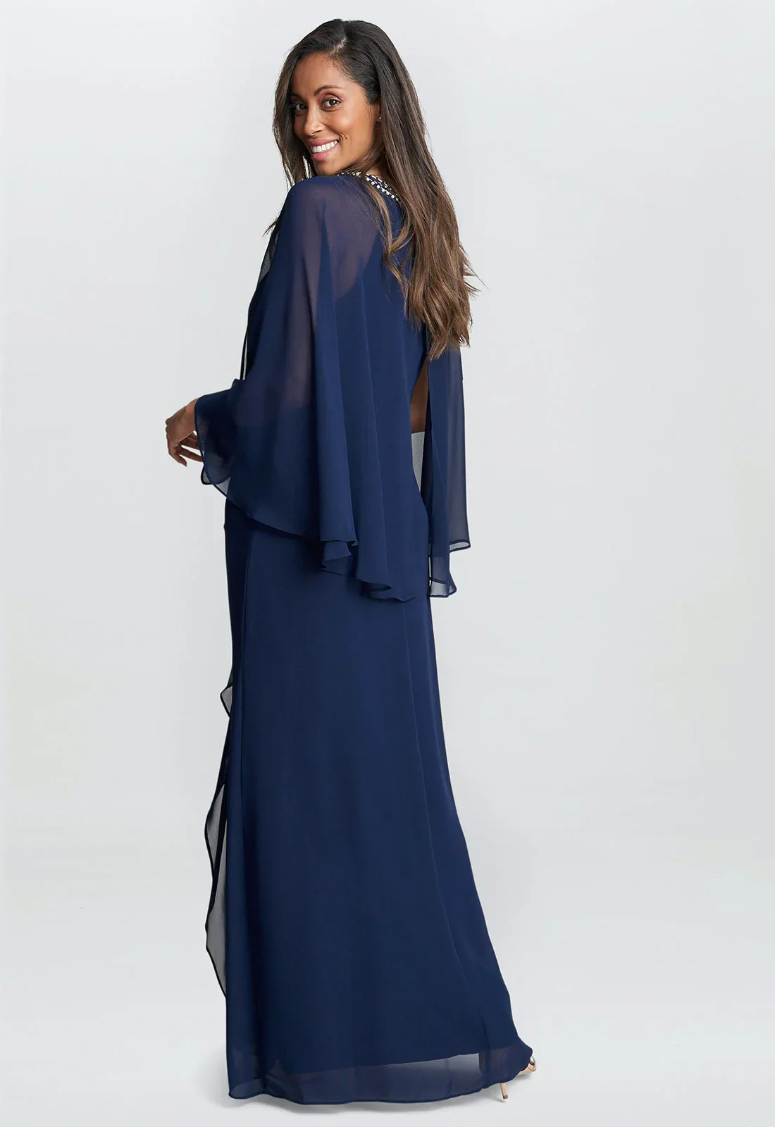 Gina Bacconi Navy Polly Maxi Dress - Image 5