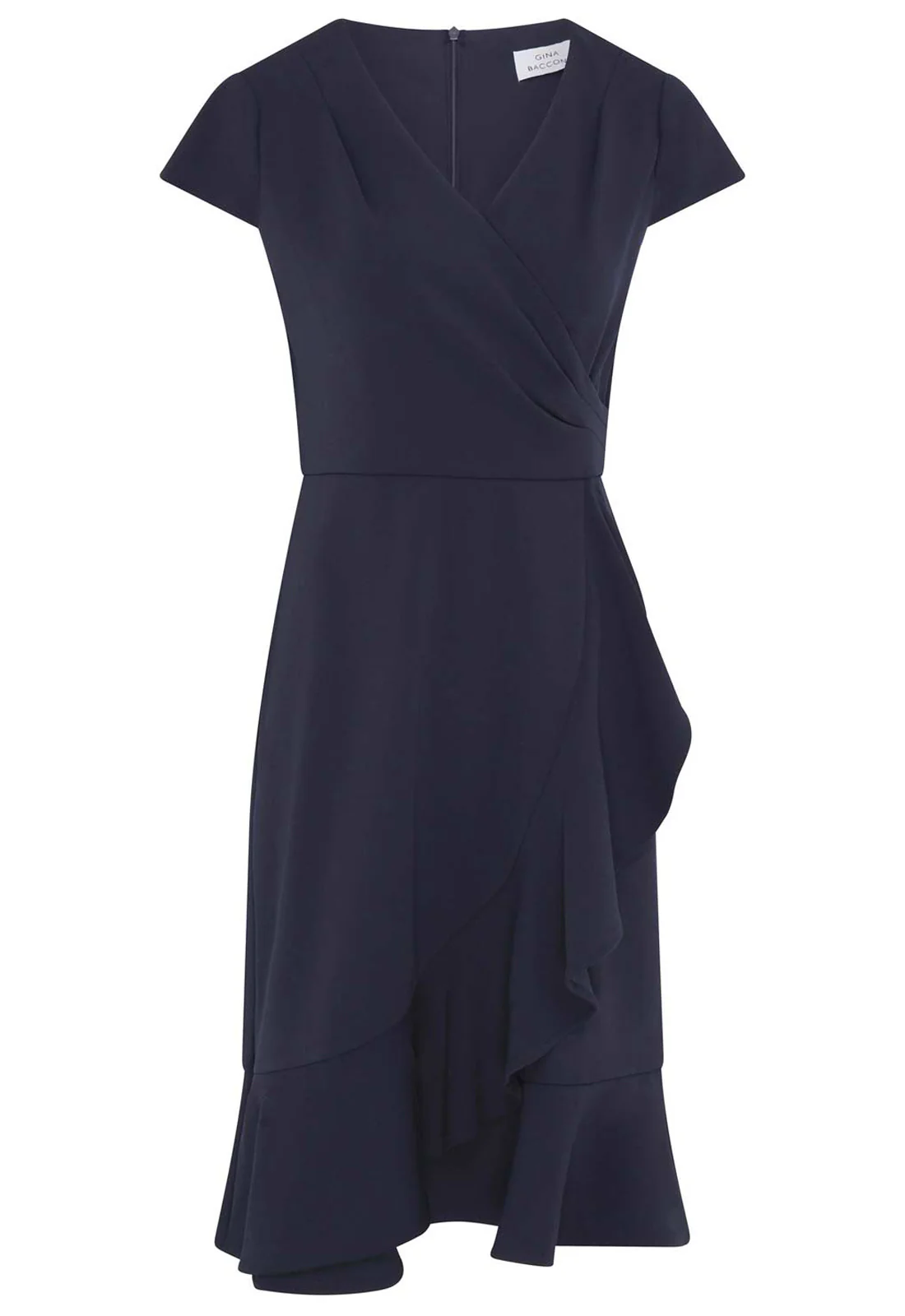 Gina Bacconi NAVY Ruffle Hem Crepe Dress - Image 5