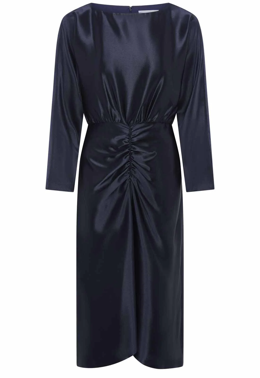 Gina Bacconi Navy Tara Satin Midi Dress - Image 4