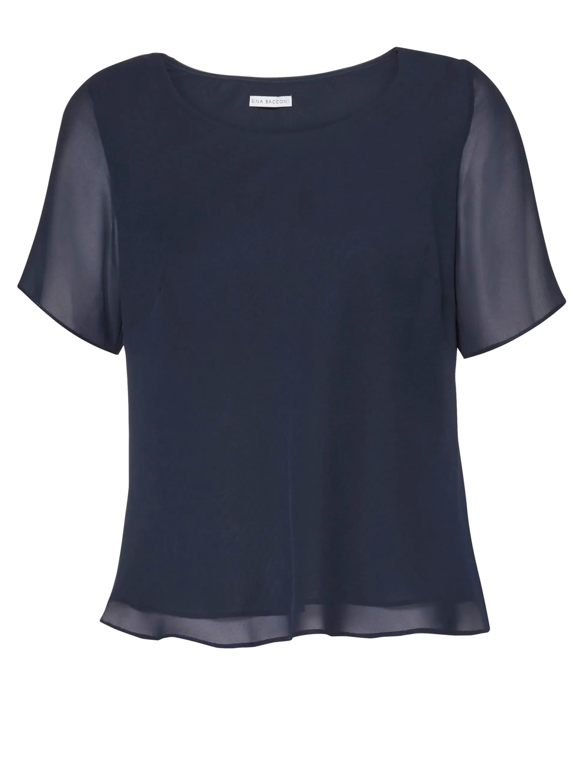 Gina Bacconi Navy Triple Layer Chiffon Top - Image 2