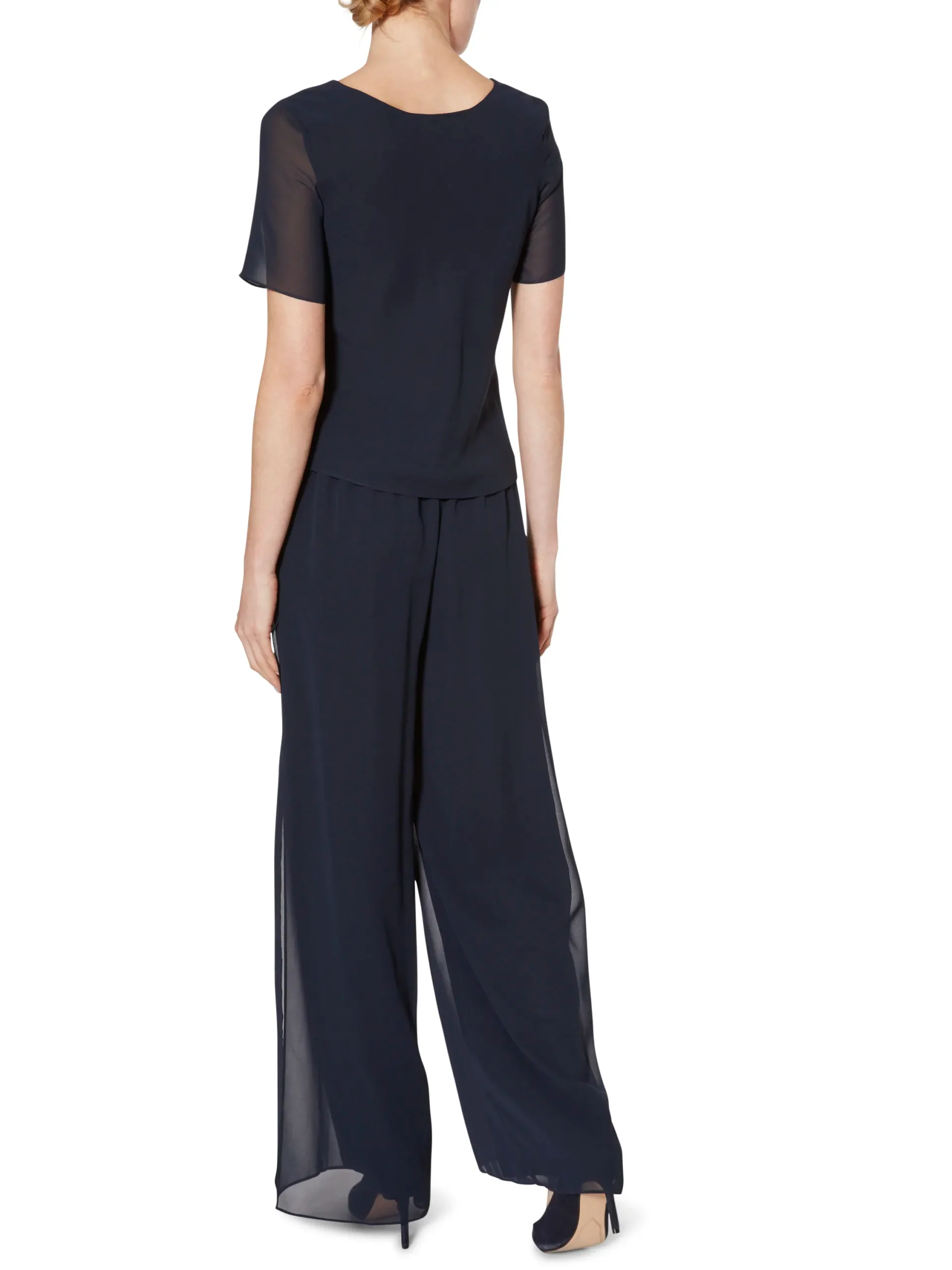 Gina Bacconi Navy Triple Layer Chiffon Top - Image 3