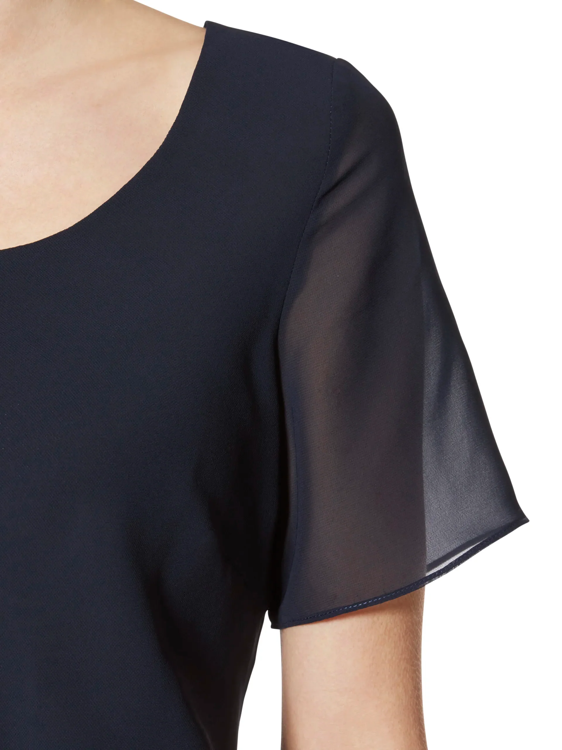 Gina Bacconi Navy Triple Layer Chiffon Top - Image 4