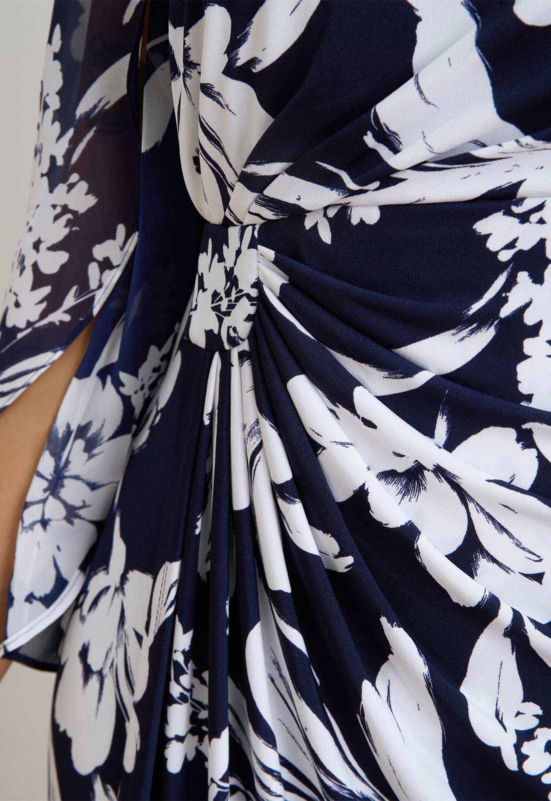 Gina Bacconi NAVY / WHITE Harmony Floral Print Dress - Image 5