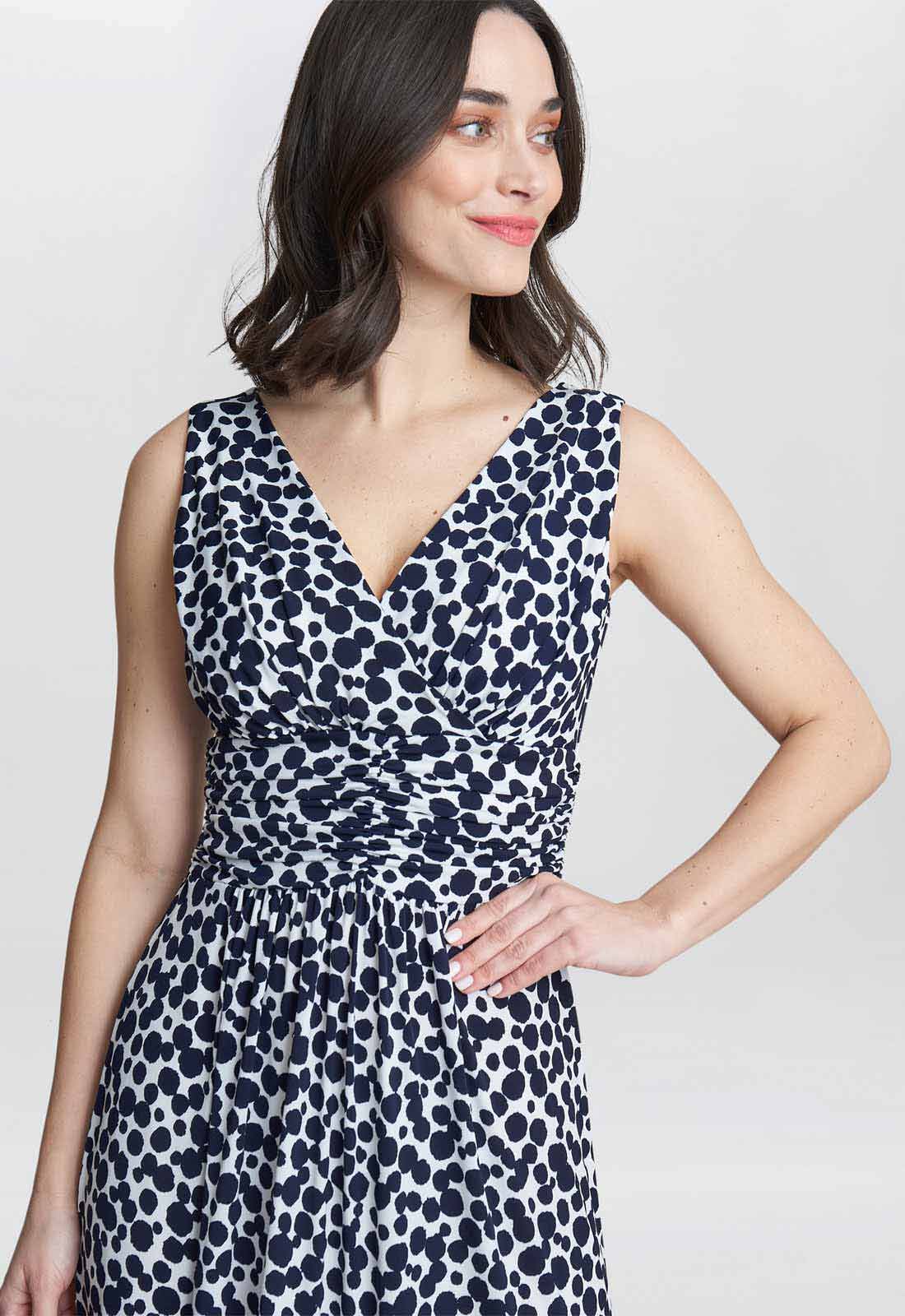Gina Bacconi Navy and White Hazel Jersey Maxi Dress - Image 2