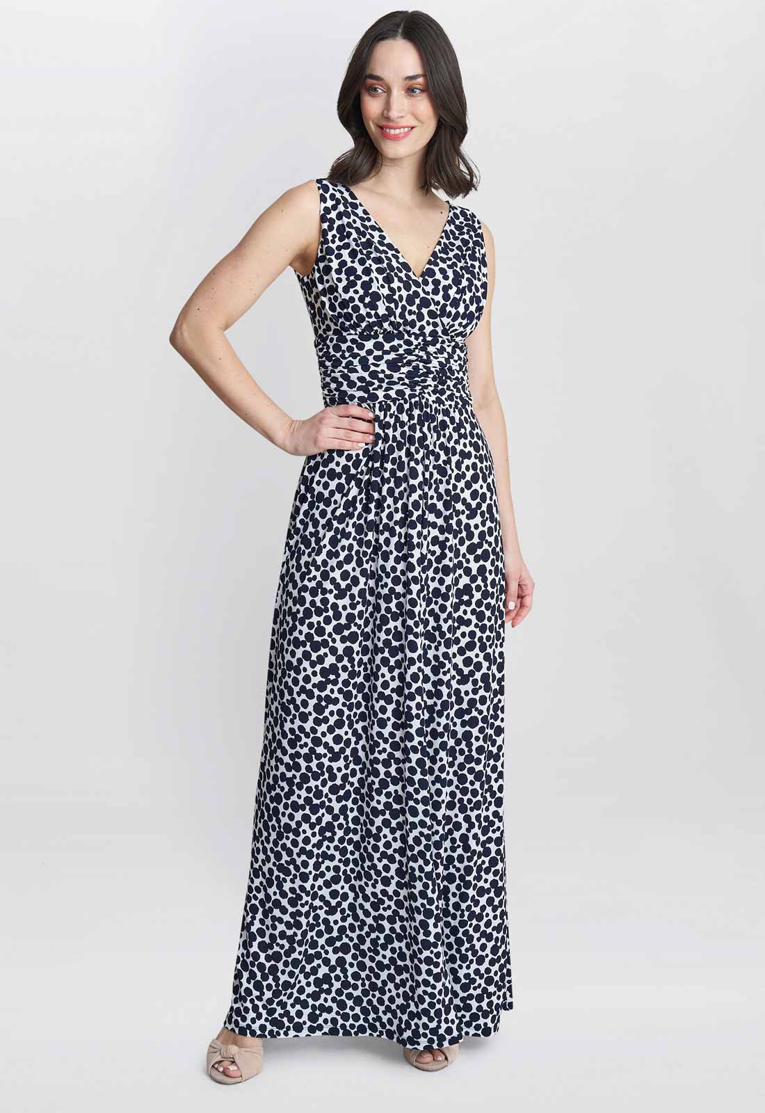 Gina Bacconi Navy and White Hazel Jersey Maxi Dress - Image 4