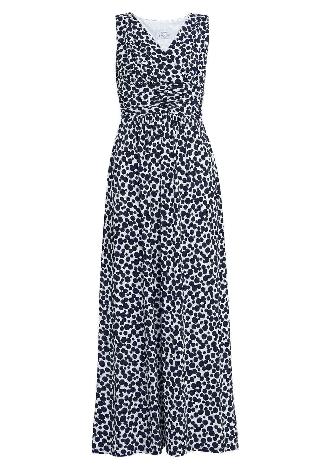 Gina Bacconi Navy and White Hazel Jersey Maxi Dress - Image 5