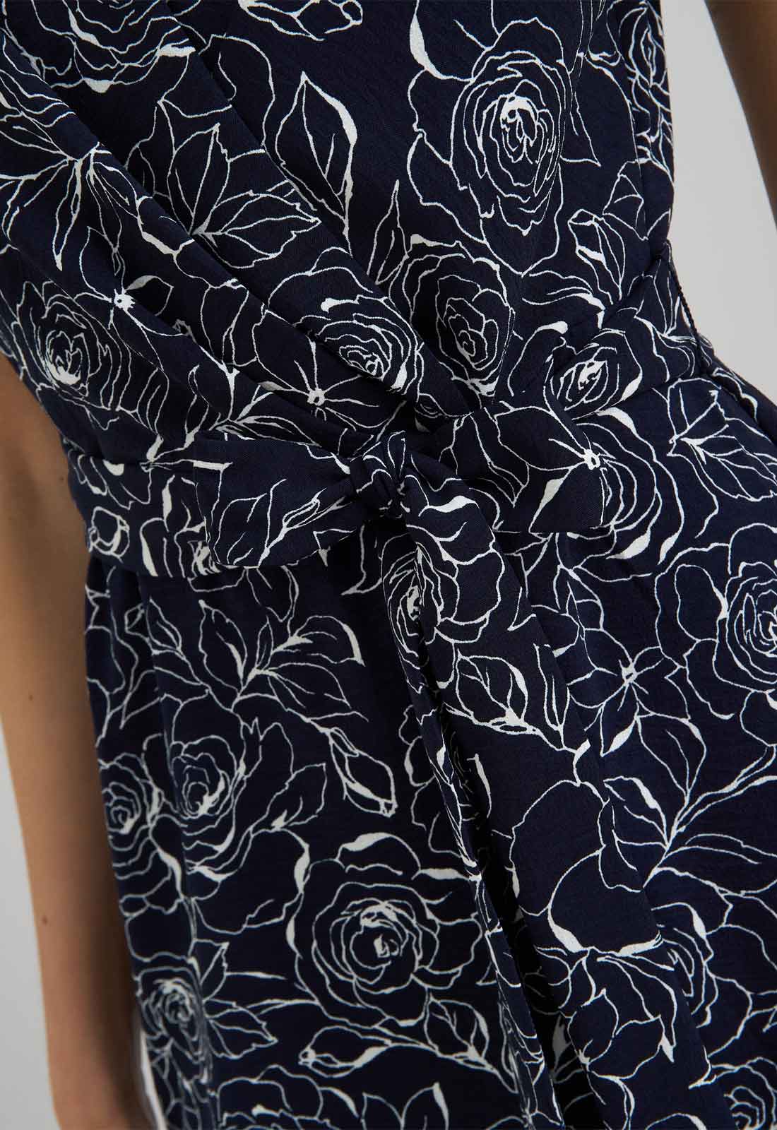 Gina Bacconi NAVY / WHITE Persia Faux Wrap Flutter Sleeve Dress - Image 6