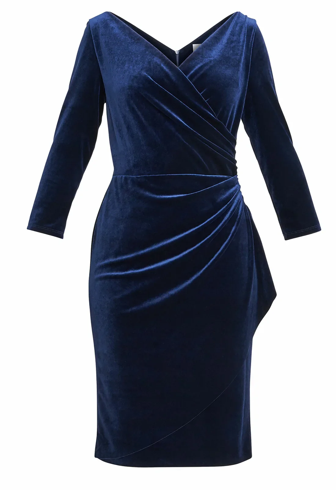 Gina Bacconi Navy Zoe Velvet Wrap Dress