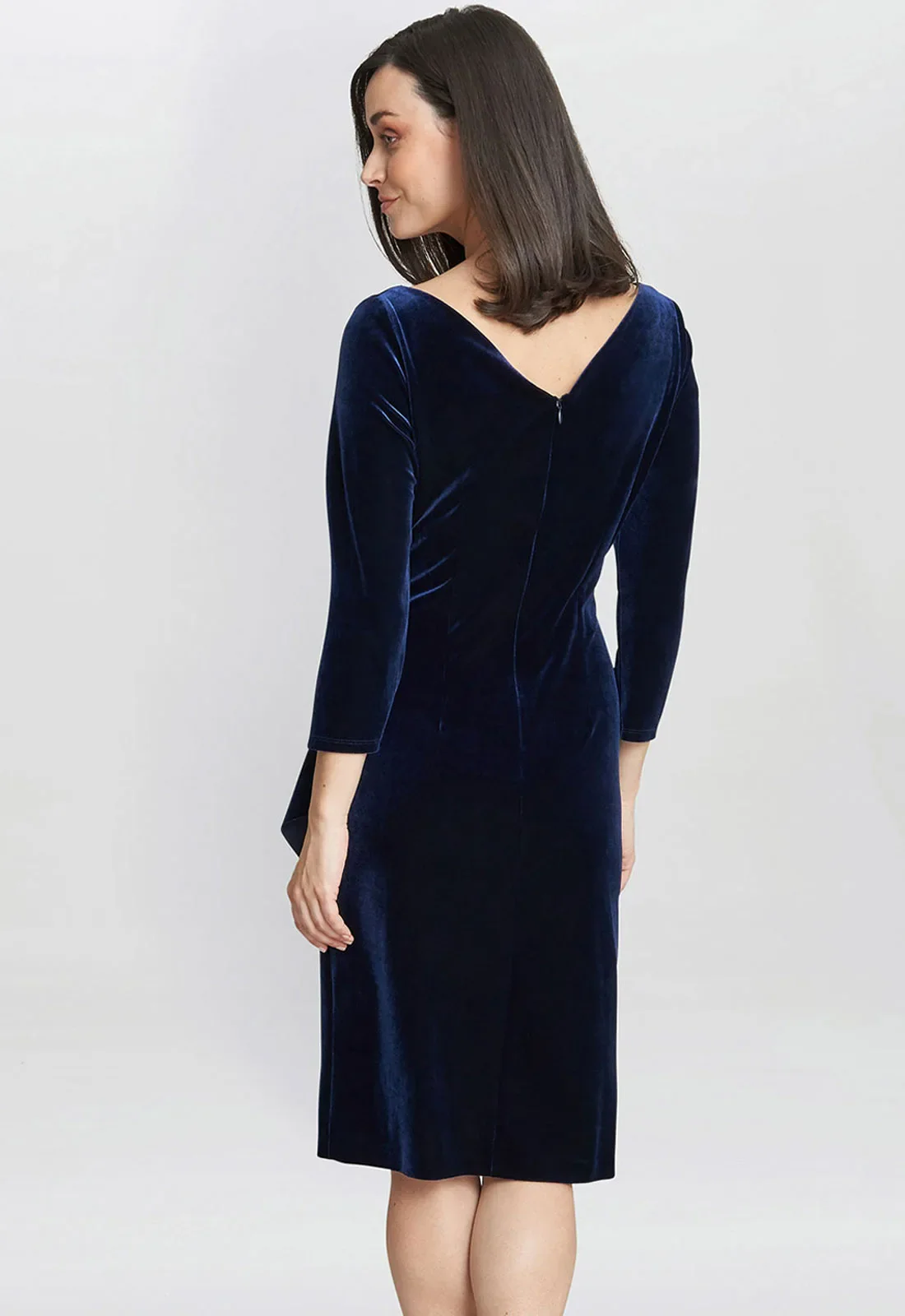 Gina Bacconi Navy Zoe Velvet Wrap Dress - Image 2