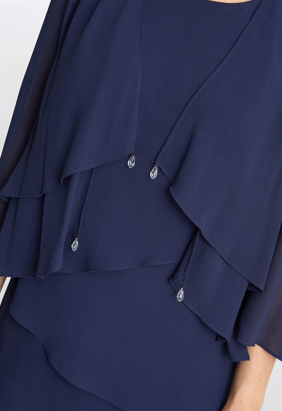 Gina Bacconi NavyColette Jacket And Asymmetric Tiered Dress - Image 5