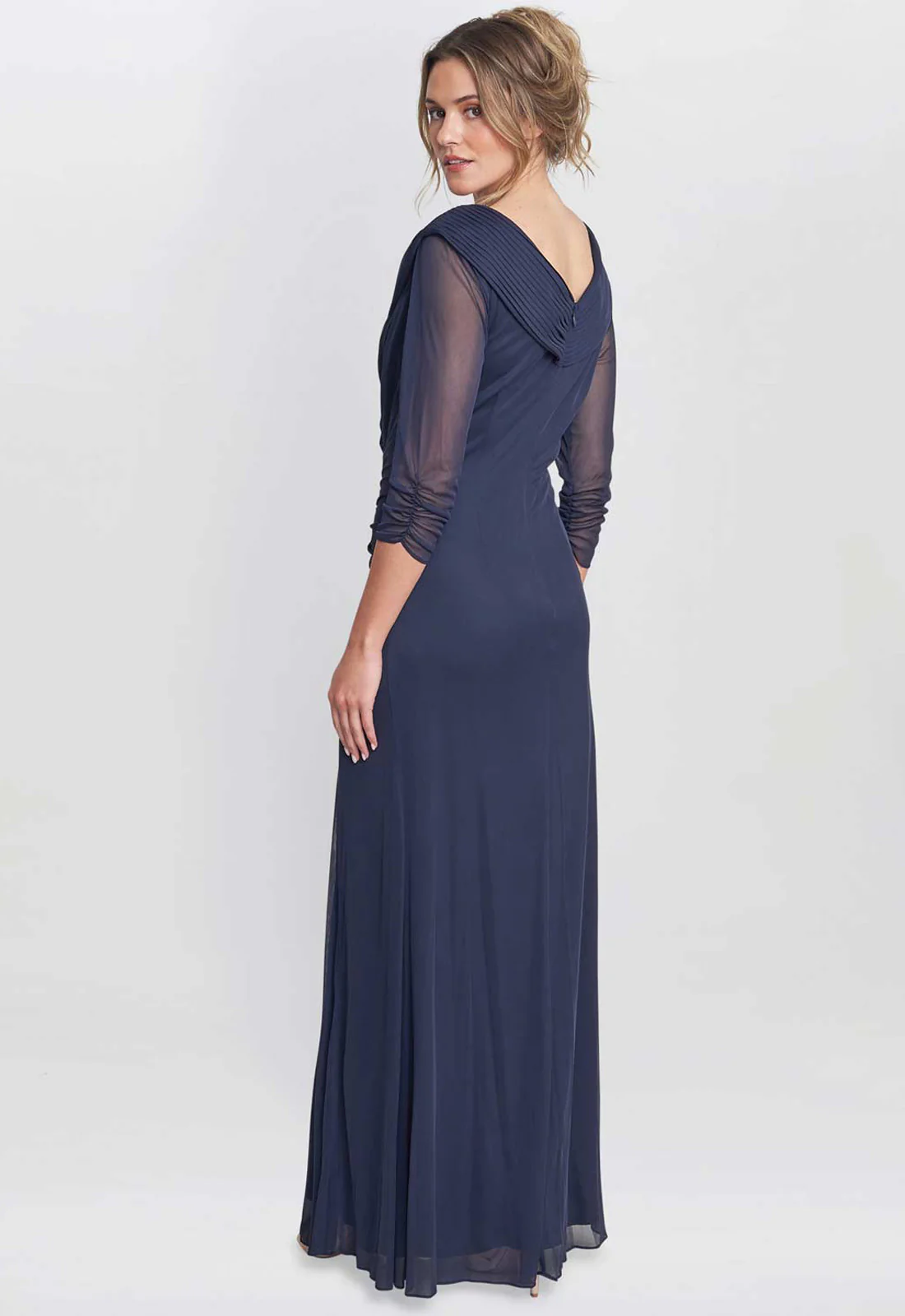 Gina Bacconi Navy Georgina Maxi Portrait Collar Dress With Beaded Trim - Image 2