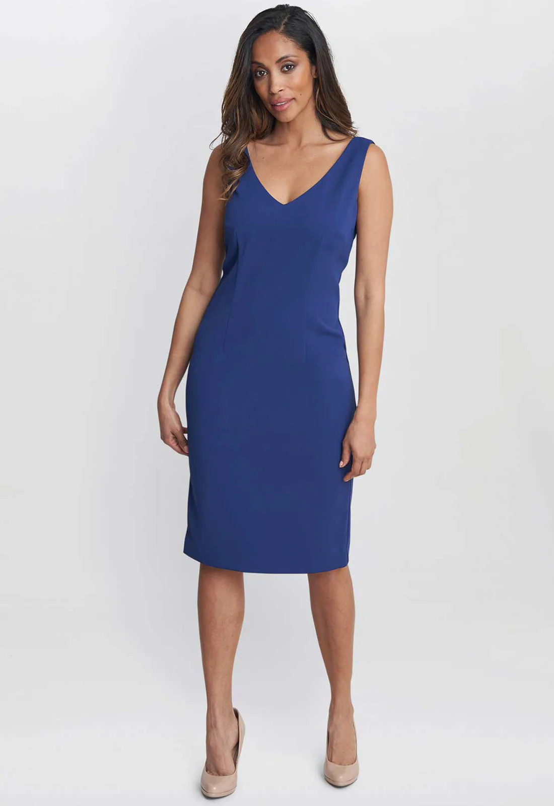 Gina Bacconi Navy Merna Crepe Shift Dress - Image 3