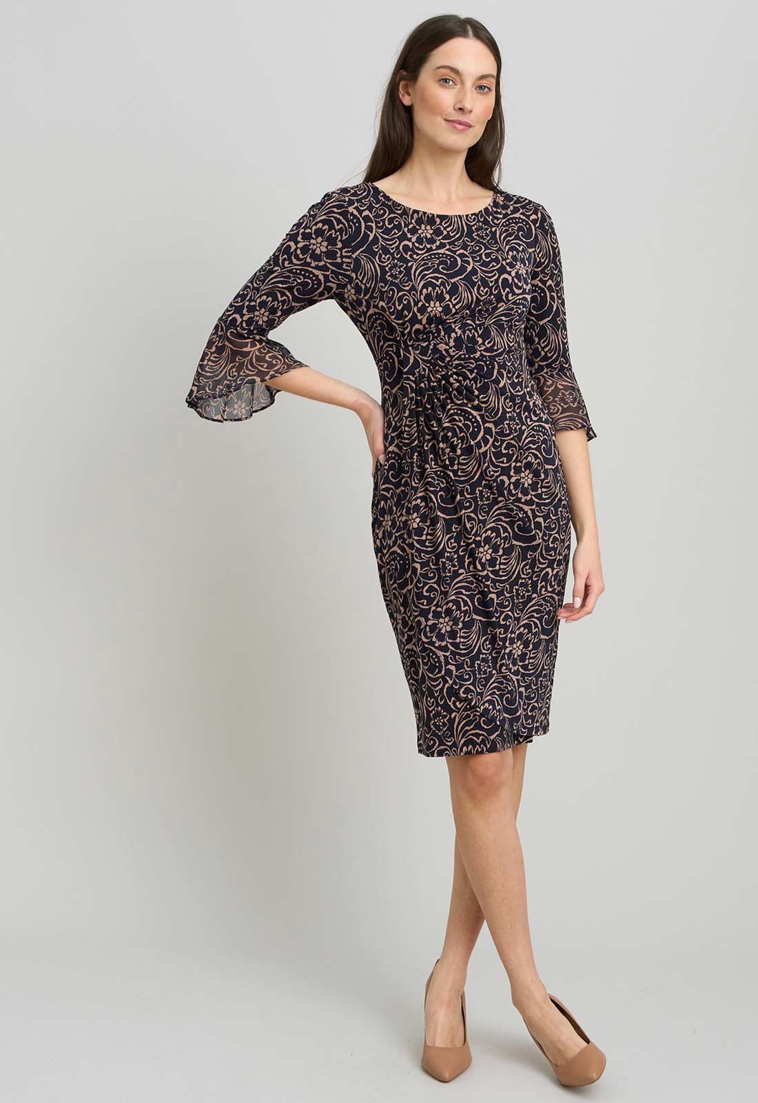 Gina Bacconi NEW BEIGE Nikita Printed Sheath Dress - Image 4