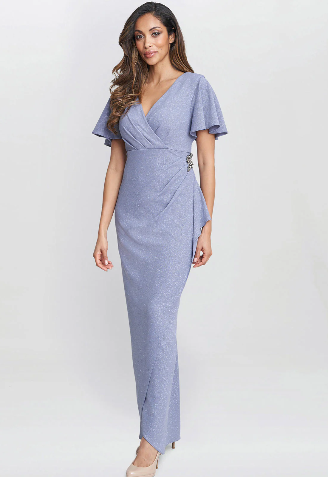 Gina Bacconi Perri Alissa Maxi Dress With Hip Embellishment - Image 2