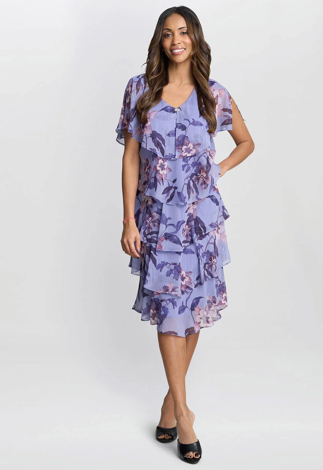 Gina Bacconi Perri Mollie Chiffon Dress with Beaded Edge - Image 3
