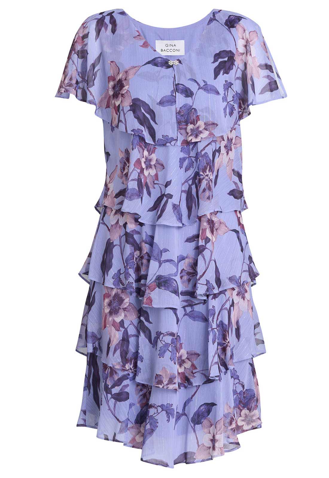 Gina Bacconi Perri Mollie Chiffon Dress with Beaded Edge - Image 4