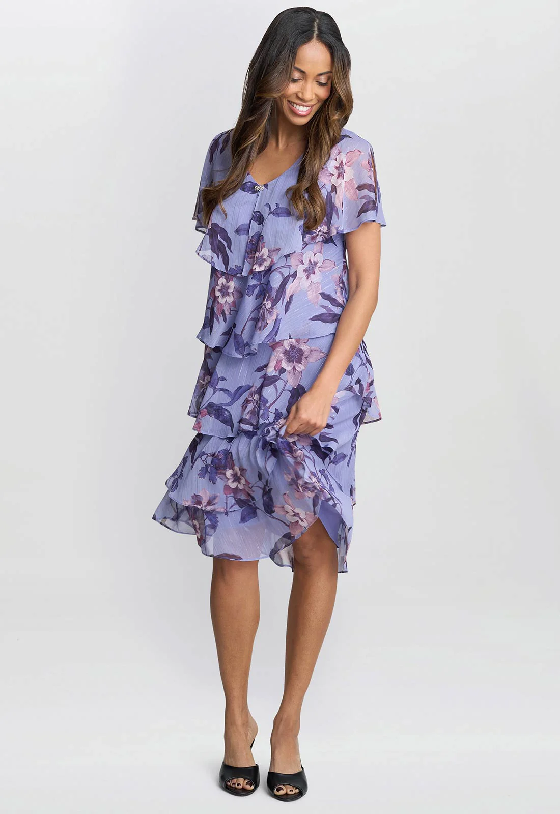 Gina Bacconi Perri Mollie Chiffon Dress with Beaded Edge - Image 6