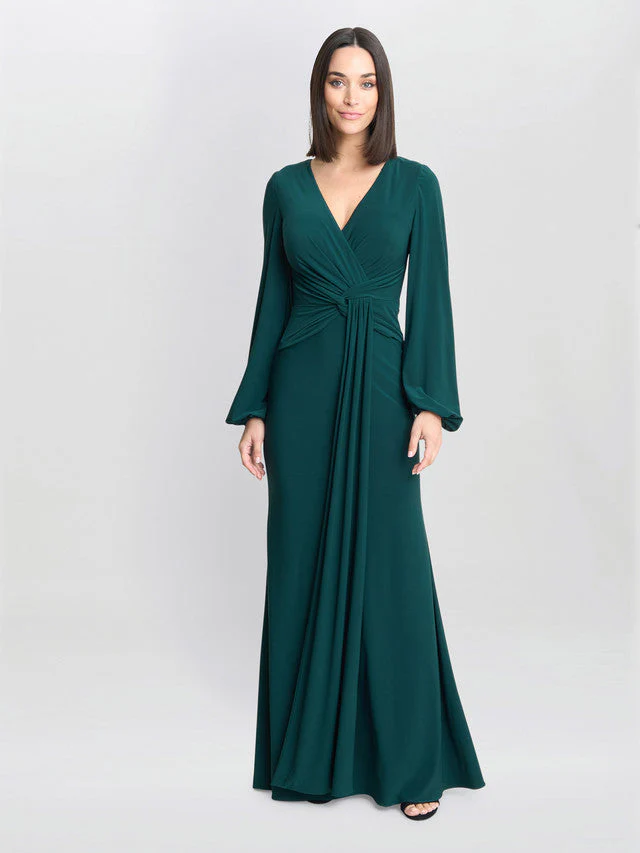 Gina Bacconi Green Petra Jersey Knot Front Maxi Dress - Image 2