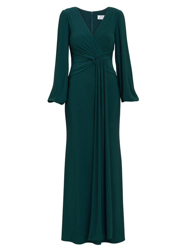 Gina Bacconi Green Petra Jersey Knot Front Maxi Dress - Image 6
