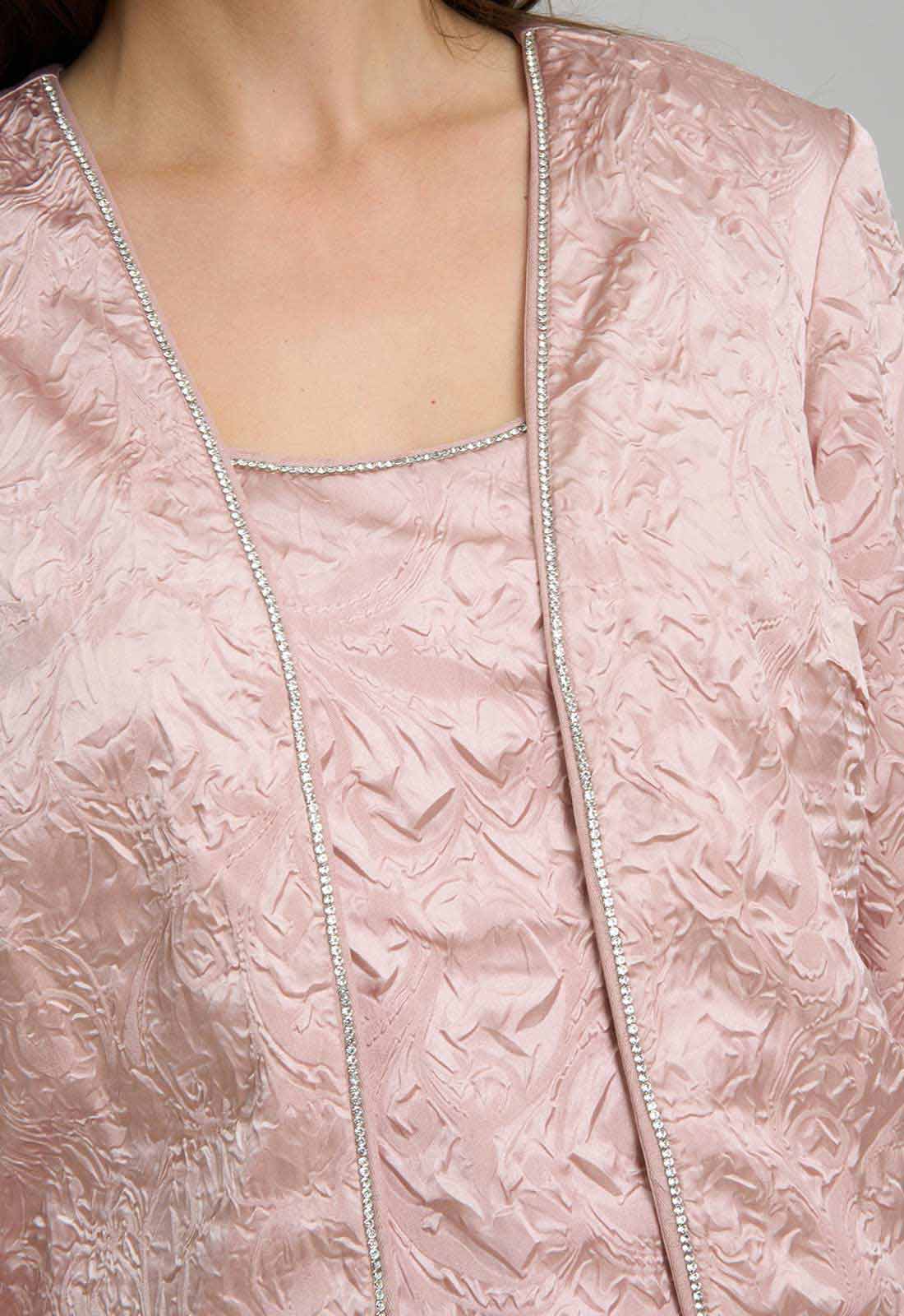 Gina Bacconi PINK Lorriane 3 Piece Jacquard Trouser Suit - Image 4
