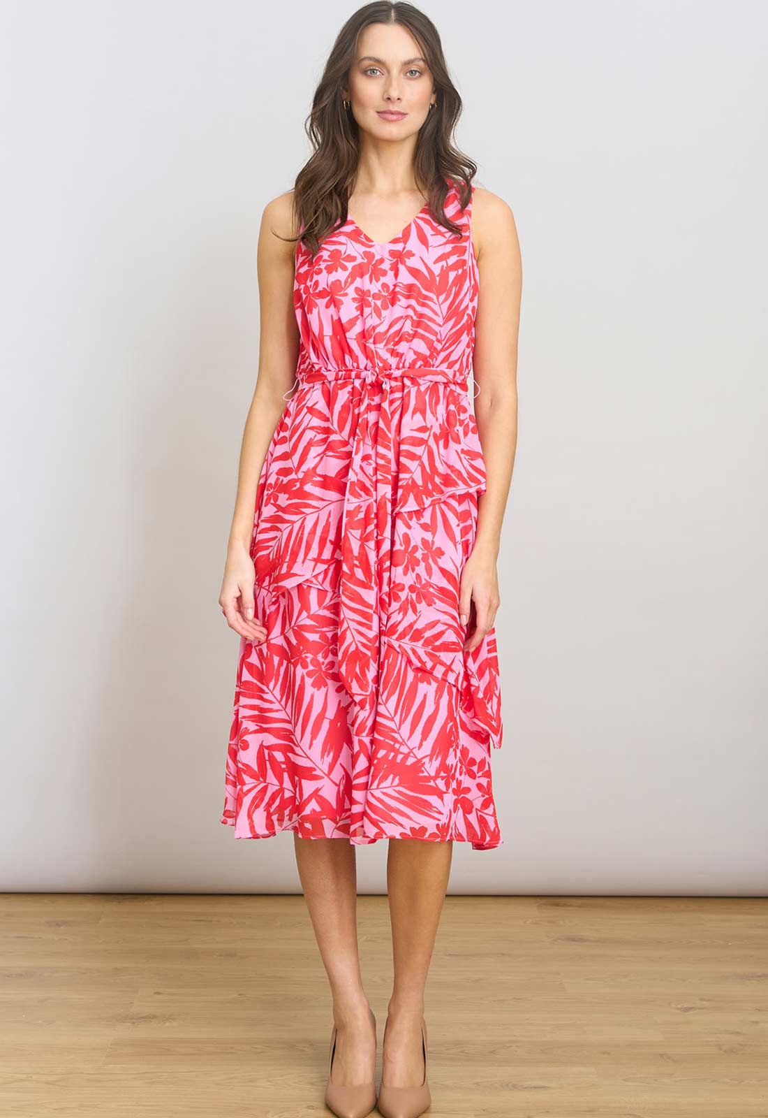 Gina Bacconi PINK Tasha Printed Chiffon Dress - Image 3