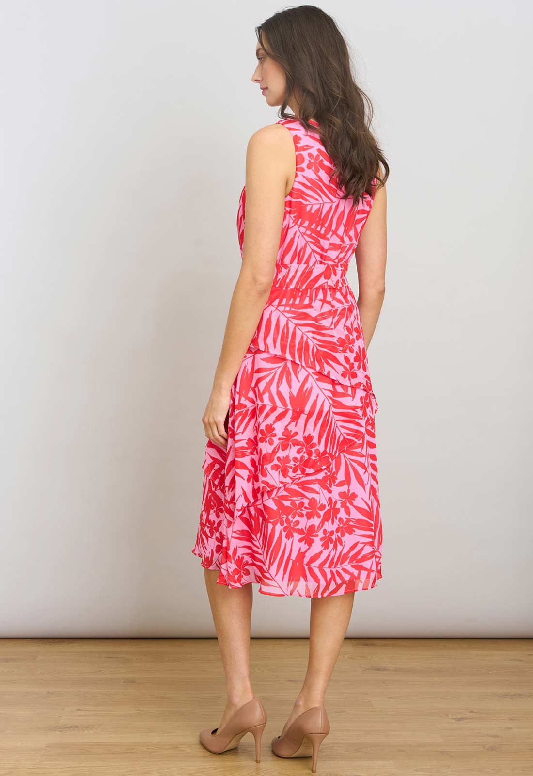 Gina Bacconi PINK Tasha Printed Chiffon Dress - Image 4