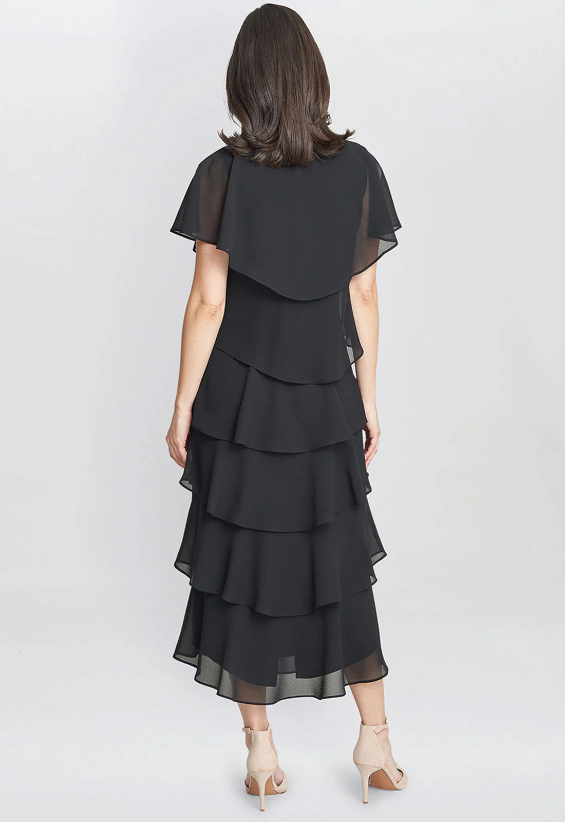 Gina Bacconi Black Rebecca Midi Tiered Dress - Image 3