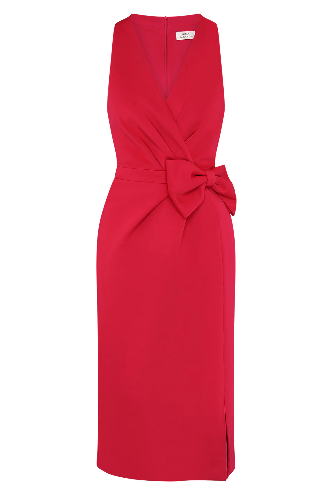 Gina Bacconi Red Elliana Bow Detail Midi Dress - Image 2