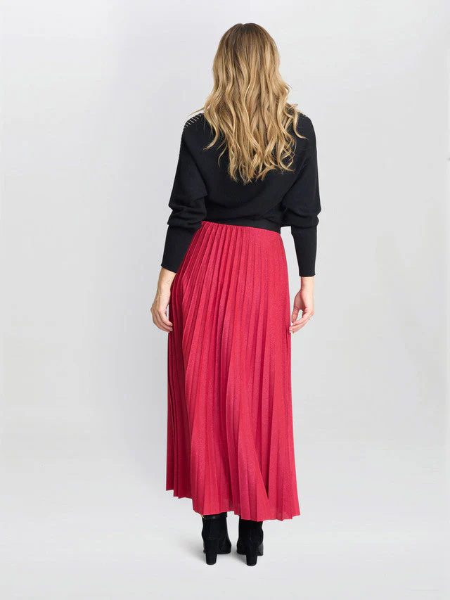 Gina Bacconi Red and Black Ismay Metallic Skirt - Image 3