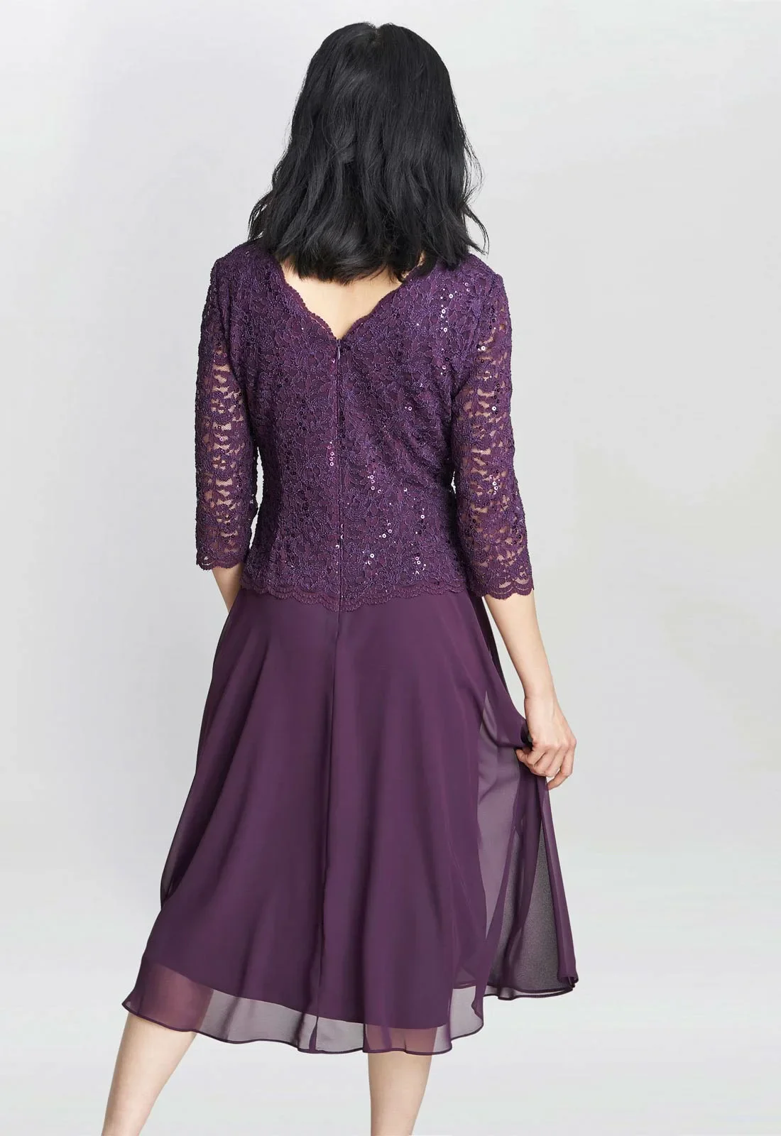 Gina Bacconi Burgundy Rona Cocktail Dress - Image 4