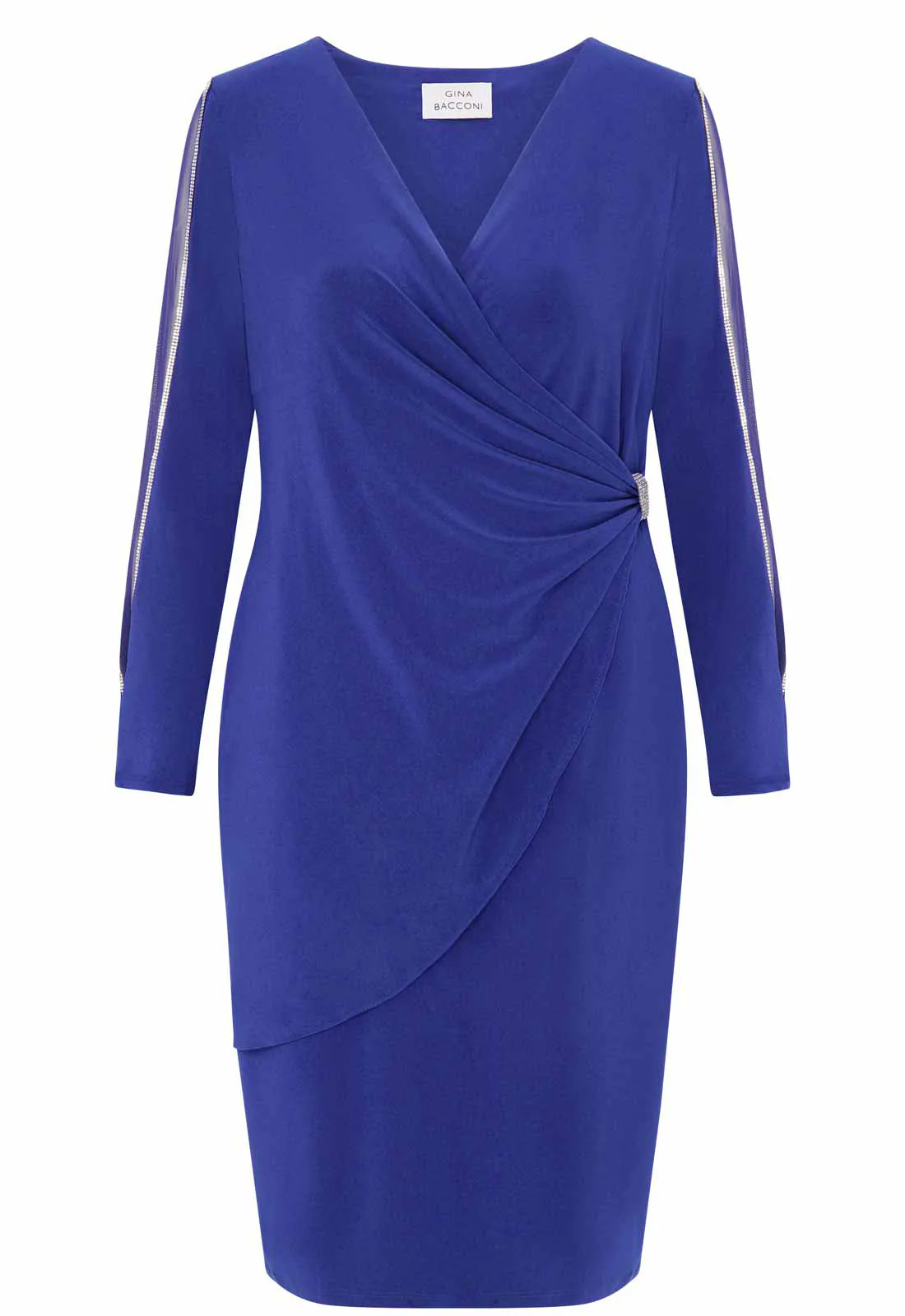Gina Bacconi Royal Ceri Jersey Dress With Diamante Detail - Image 5