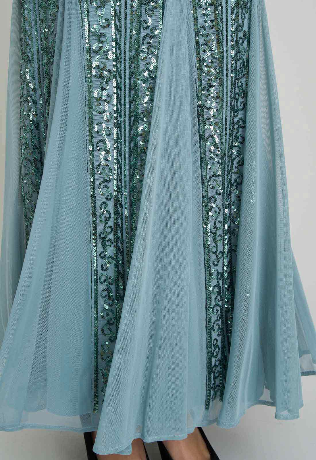 Gina Bacconi Sea Mist Mimsy V Neck Beaded Maxi Dress - Image 8