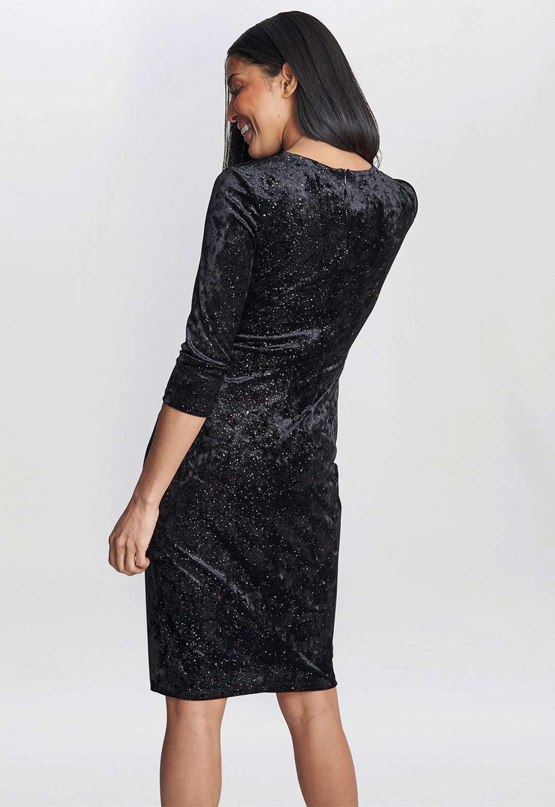 Gina Bacconi Black Shannon Velvet Wrap Knot Dress - Image 3