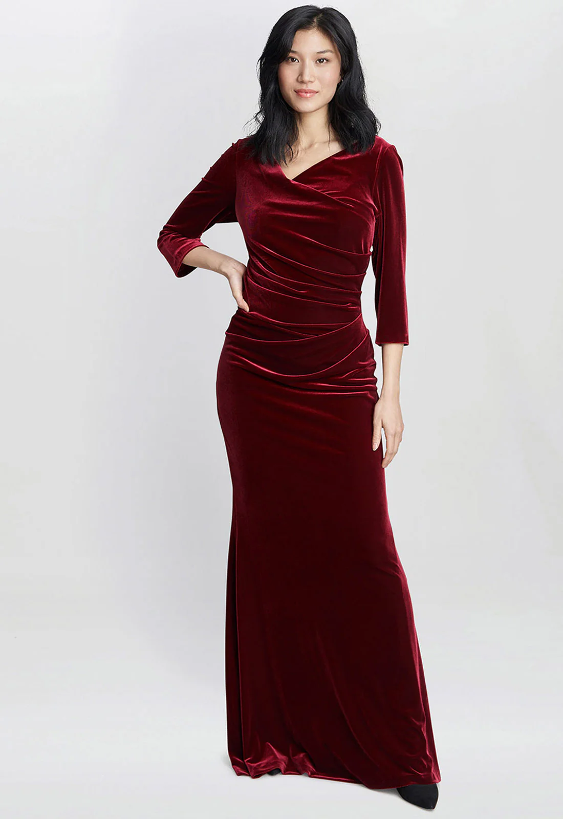 Gina Bacconi Wine Sophie Velvet Maxi Dress - Image 2
