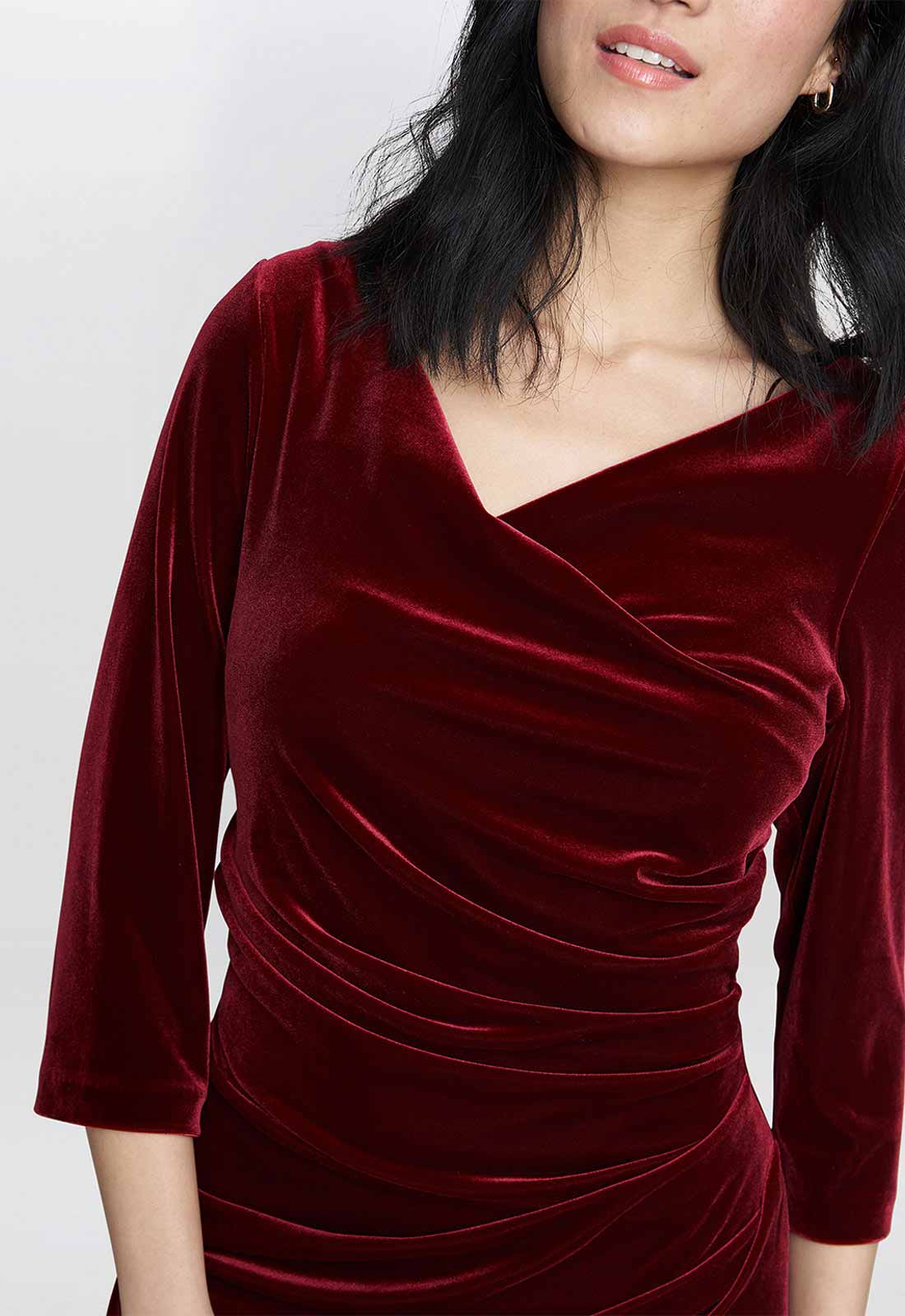 Gina Bacconi Wine Sophie Velvet Maxi Dress - Image 3