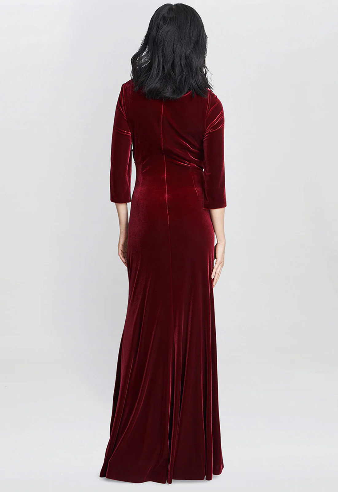 Gina Bacconi Wine Sophie Velvet Maxi Dress - Image 4