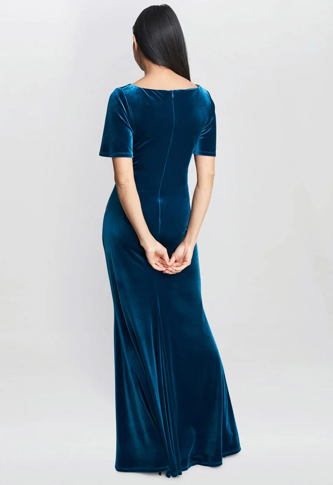 Gina Bacconi Teal Minka Velvet Maxi Dress - Image 2